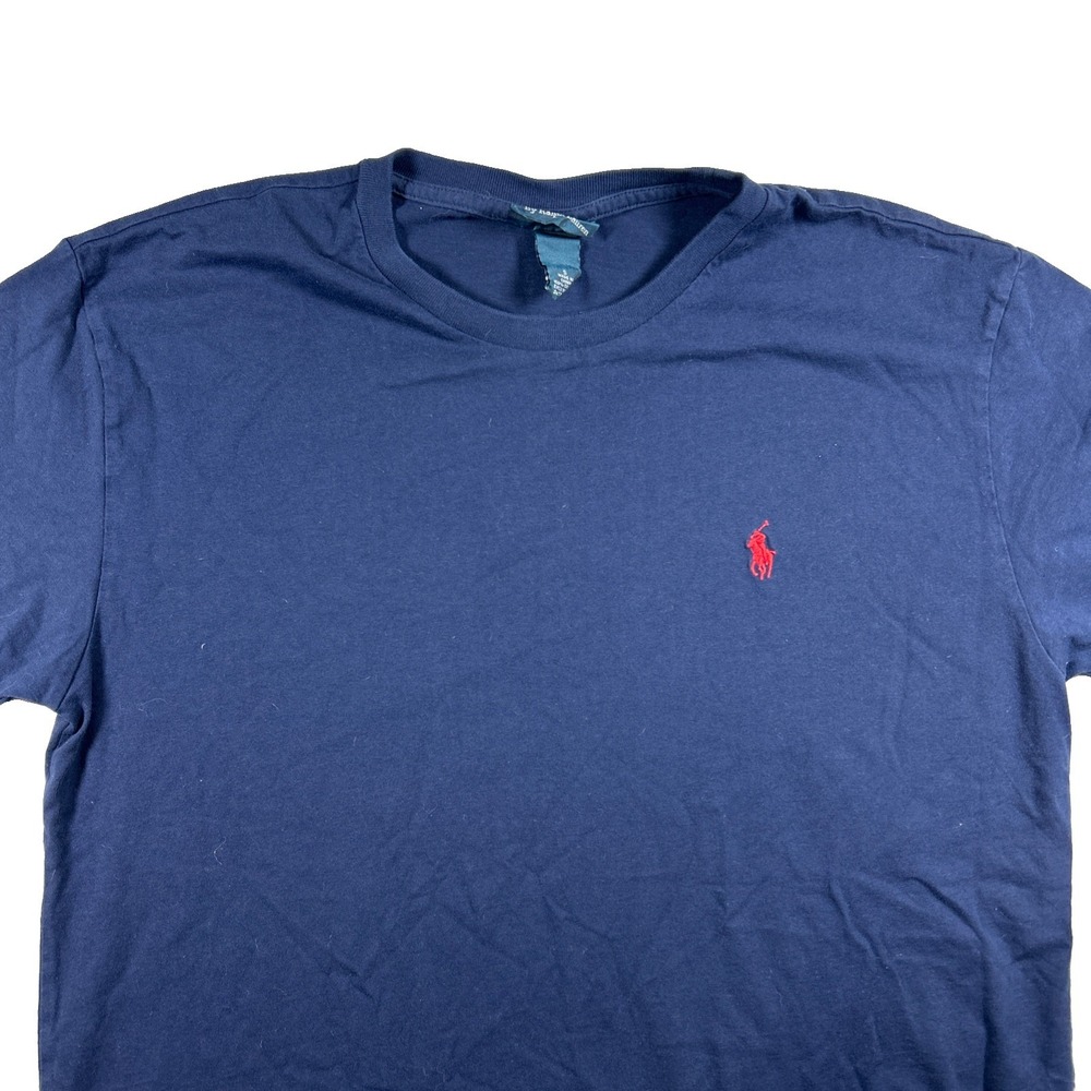 Polo Ralph Lauren Mens Blue Red Pony Logo Cotton T-Shirt Size S Short Sleeve Tee
